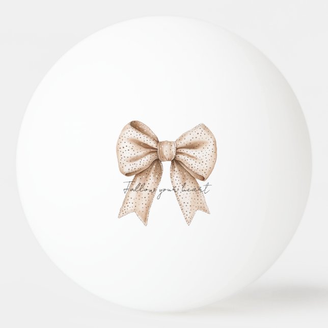 Peach White Bow Ping Pong Ball (Front)