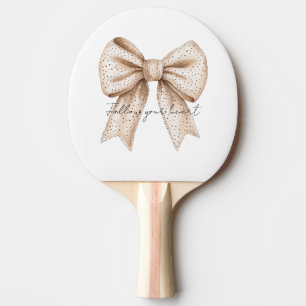 Peach White Bow Ping Pong Paddle