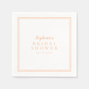 Peach & White Bridal Shower Wedding Simple Modern  Napkin