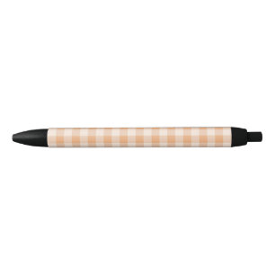 Peach White Chequered Gingham Pattern Black Ink Pen
