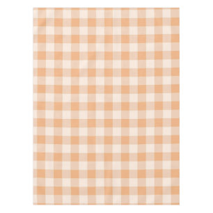 Peach White Chequered Gingham Pattern Tablecloth