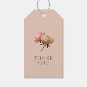 Peach & White Chic Rose Wedding Thank You Gift Tags