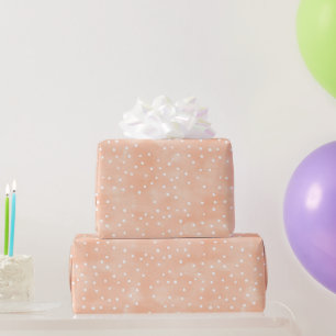 Peach White Dots Birthday Wrapping Paper