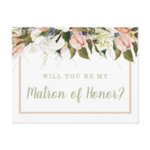 Peach & White Floral Matron of Honour Proposal