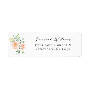 Peach & White Floral Return Address Label V3 3