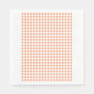 Peach White Gingham Pattern Napkin