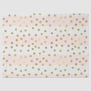 Peach White Gold Stripes Confetti Tissue Paper