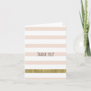 Peach White Gold Stripes Thank you Card