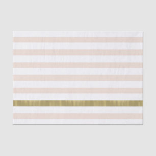 Peach White Gold Stripes Tissue Paper