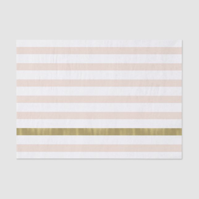 Peach White Gold Stripes Tissue Paper (Front)