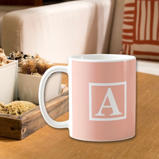 Peach & White Initial Letter  Coffee Mug (Creator Uploaded)