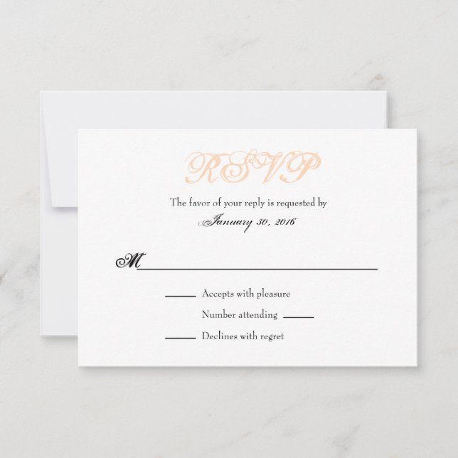 Peach White Plain Simple Wedding RSVP Cards (Front)