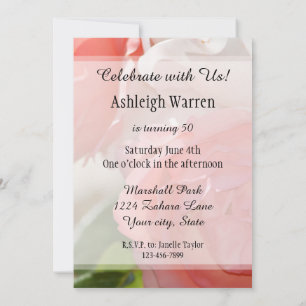 Peach White Rose Floral 50th Birthday Invitation