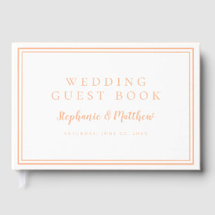 Peach White Simple Minimalist Wedding Modern Chic Guest Book