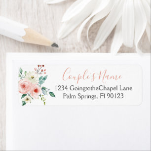 Peach White Watercolor Floral Wedding