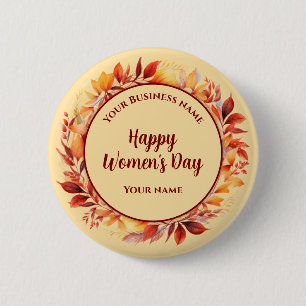Peach Wild floral Custom business name Women's day 6 Cm Round Badge