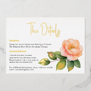 Peach wild rose Watercolor Details card