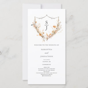 Peach Wildflower Floral Wedding Program