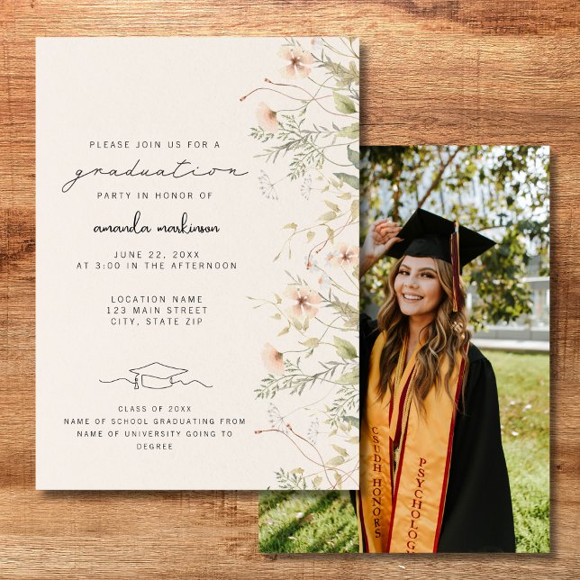 Peach Wildflower Graduation Announcement (Creator Uploaded)