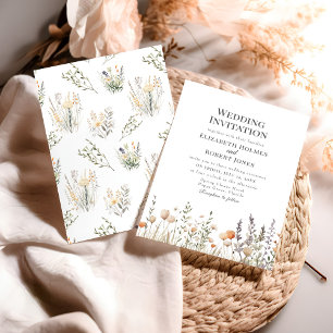 Peach Wildflower Meadow Wedding Invite