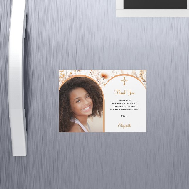 Peach wildflower photo Confirmation Thank You card (Creator Uploaded)