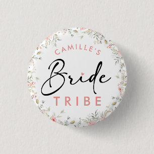 Peach Wildflowers Bachelorette 3 Cm Round Badge