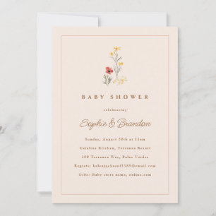Peach Wildflowers Couples Baby Shower Invitation