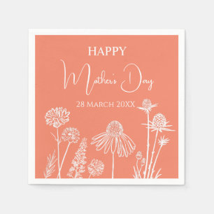 Peach Wildflowers Sketched Happy Mother’s Day Napkin