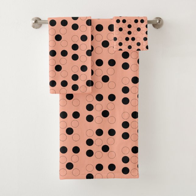 Peach with Circles  Bath Towel Set (Insitu)