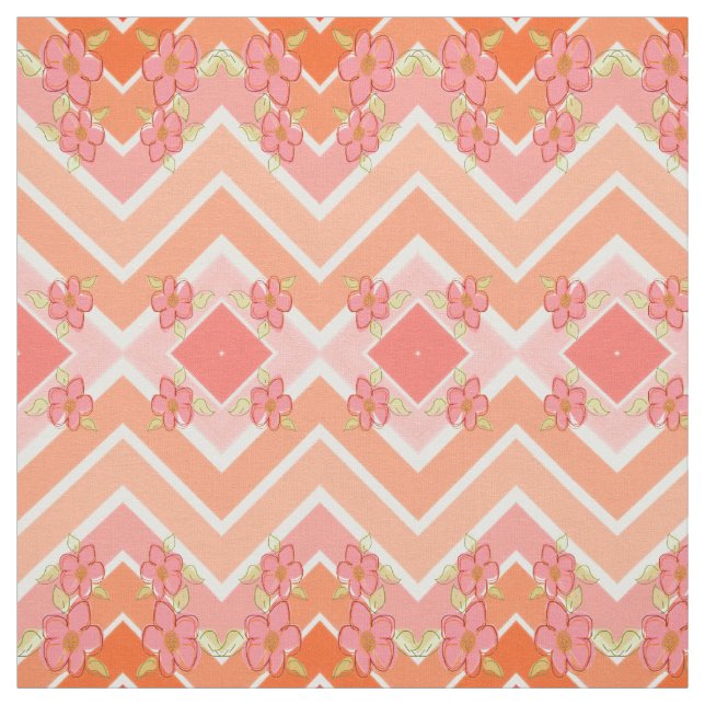 Peach With Coral Fabric (Swatch)