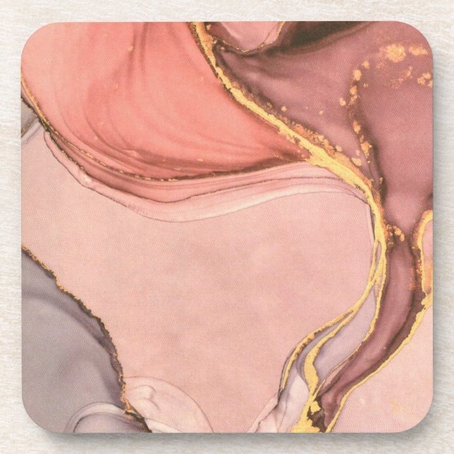 Peach With Gold Geode Coaster (Front)