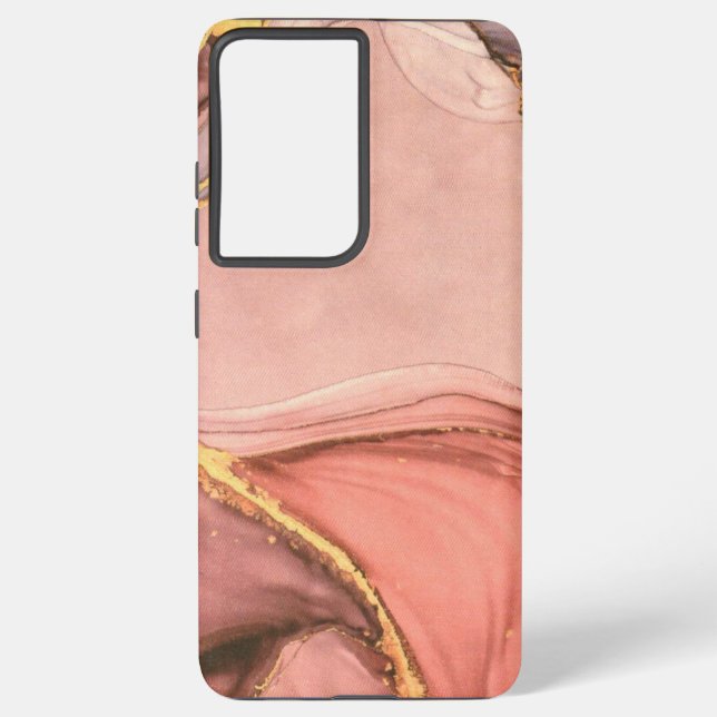 Peach With Gold Geode Samsung Galaxy S21 Ultra Case (Back)