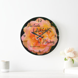 Peach Yellow Pink Blend Rose Flower Photo Large Clock
