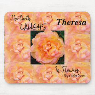 Peach Yellow Pink Blend Rose Flower Photo Mouse Mat