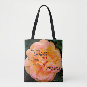 Peach Yellow Pink Blend Rose Flower Photo Tote Bag