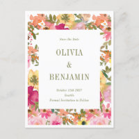 Peach Yellow Watercolor Floral Wedding