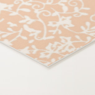 Peach Yoga Mat with Modern White Floral Pattern