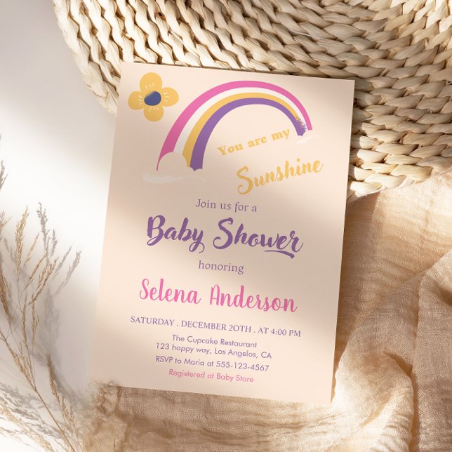 Peach “You Are My Sunshine” Rainbow Baby Shower    Invitation (Creator Uploaded)