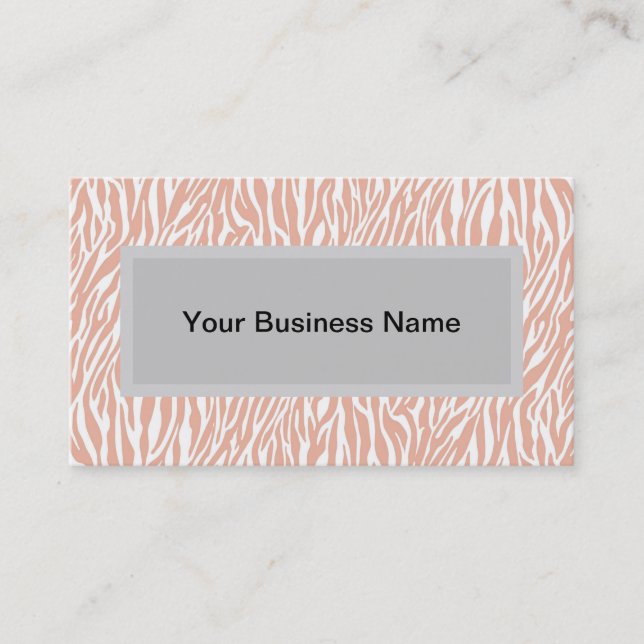 Peach Zebra Print Business Card (Front)