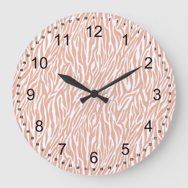 Peach Zebra Print Large Clock (Front)
