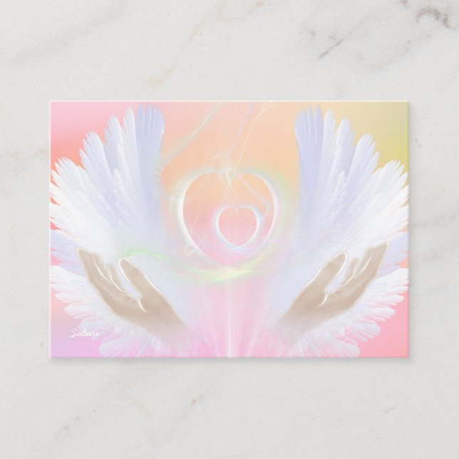 Peaches and Cream Angel Wings Healing Card (Front)