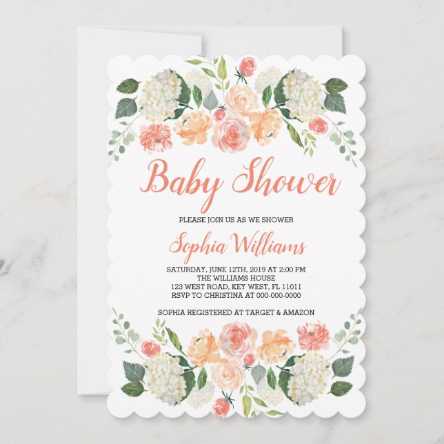 Peaches And Cream Baby Shower Girl Invitation (Front)