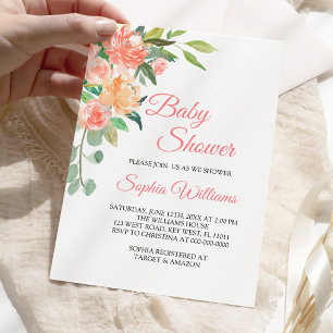 Peaches_And_Cream Baby Shower Girl Invitation