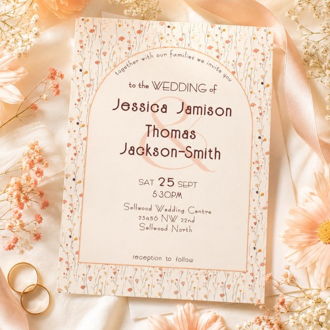 Peaches and Cream Boho Romantic Wedding Invitation (Creator Uploaded)