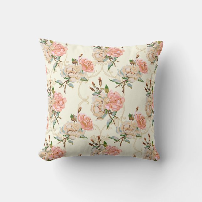 Peaches and Cream Throw Pillow (Front)