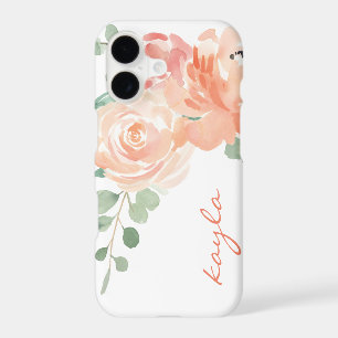 Peaches and Cream Watercolor Floral with Monogram