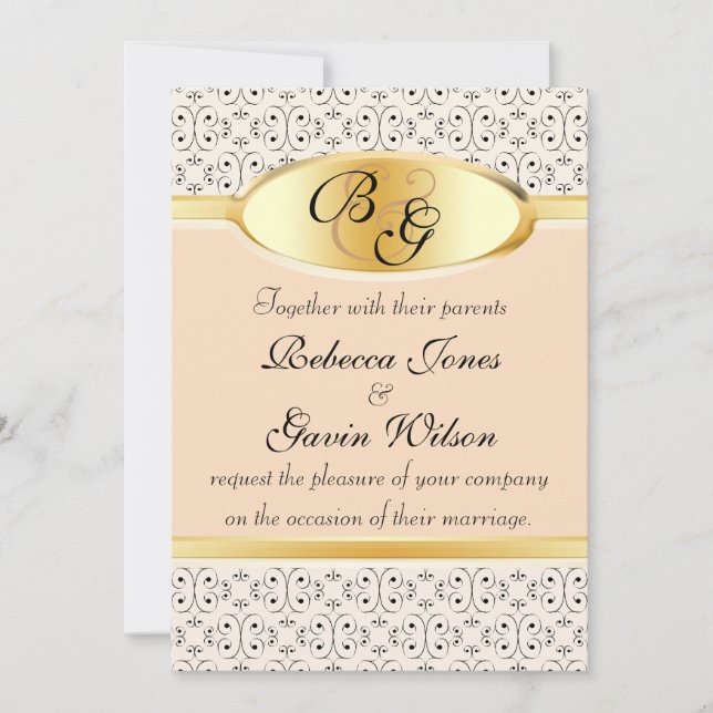 Peaches and Cream Wedding Collection Invitation (Front)