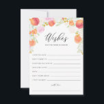 Peaches and Flowers Wishes for Bride and Groom Advice Card<br><div class="desc">Watercolor Peaches and Flowers Wishes for Bride and Groom Card. Feminine well wishes card featuring whimsical script and watercolor illustrations of peaches,  peonies,  eucalyptus with other foliage and floral accents. Share your hopes and wishes for the newlyweds.</div>