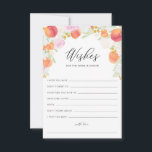 Peaches and Flowers Wishes for Bride and Groom Advice Card<br><div class="desc">Watercolor Peaches and Flowers Wishes for Bride and Groom Card. Feminine well wishes card featuring whimsical script and watercolor illustrations of peaches,  peonies,  eucalyptus with other foliage and floral accents. Share your hopes and wishes for the newlyweds.</div>