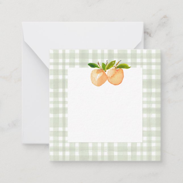 Peaches and plaid gift enclosures card (Front)